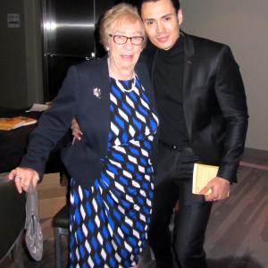 Enzo Zelocchi with Eva Schloss writer holocaust survivor and Anne Franks Step Sister at The YOUNG JEWISH PROFESSIONALS of LOS ANGELES Dec 15th 2015 SLS Hotel Beverly Hills