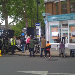 On set exterior shot filming commercial for Lloyds Pharmacy May 2011