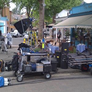 Cafe scene outside being prepared, Kew Gardens, Llyods Pharmacy commercial May 2011