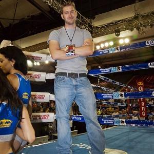 President of Conquest Productions Brian VanGeem ringside at a World Champion ship fight Corona affiliated