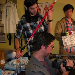 Second unit director Gary Lester (foreground) on location for Ted V. Mikels' Astro Zombies M4: Invaders From Cyberspace