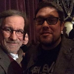 Jason Thomas Scott with Steven Spielberg at the Producers Guild of America screening of BRIDGE OF SPIES.