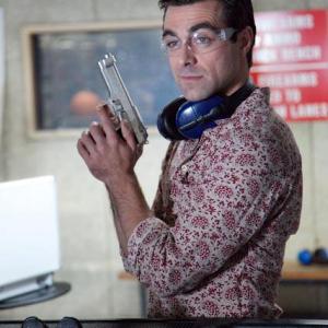 Brian McArdle as Pip Armstrong on the set of HOT GUYS WITH GUNS.