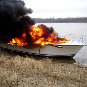 Burning Boat On Set Of 