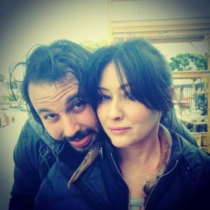 James Cullen Bressack with actress Shannen Doherty on the set of Blood Lake