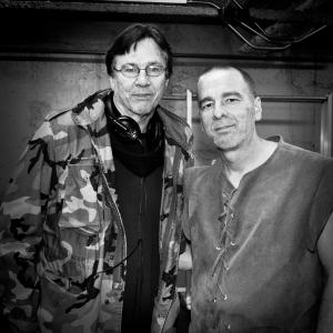 Thom Rockwell with director Richard Hatch on the set of White Wings