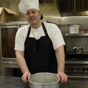 Actor Joe Jafo Carriere on location for the comedy film DJ STAN DA MAN (2014) as Terrance The Chef