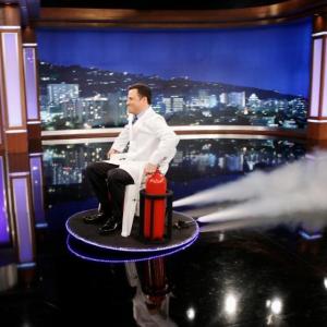 Jimmy Kimmel discovers air resistance with Science Bob by riding his own leaf blower powered hovercraft.