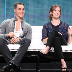 Emily Cox and Alexander Dreymon at event of The Last Kingdom 2015