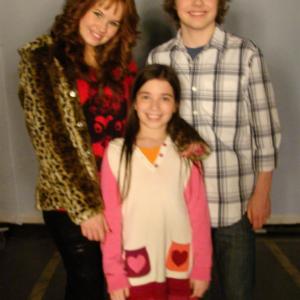 Debby Ryan, Olivia Steele-Falconer & Brendon Meyer on set of 