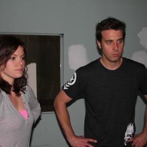 Kelly Franklin and Joshua Bentley listen to direction in 21 Days of Seaton and Ghost Blunders.