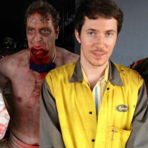 In the set of Brain Dead L to R Paul Rose Jr  Ryan Cartwright Photo taken by writerproducer Michael Karnow