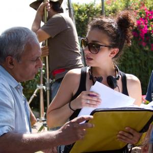 Cristina Fanti on set of The Playback Singer with actor Piyush Mishra and producer Mike Blum