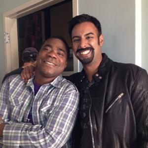Tracy Morgan and Vinny Anand on set.