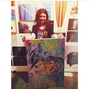 Vanessa Barco Artist at Downtown LA showcasing Rainbow Sherbet Love.