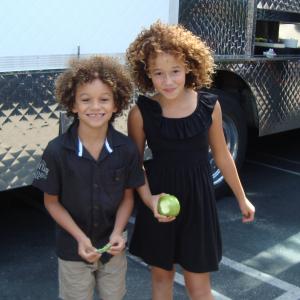 Armani and sister Talia at JcPenney national commercial shoot.