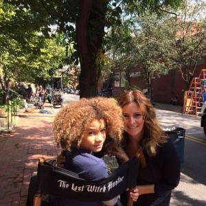 Armani and his mother on the set of The Last Witch Hunter in Pittsburgh.