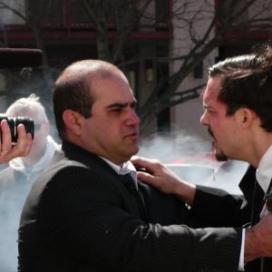 Frank (Jason Garcia) and Agent Quick (Cory Boughton) in David Saich's 2010 Scapegoat