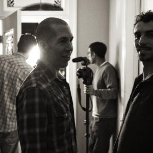 ActorDirector Devin KordtThomas with Actor Paul Baird on the set of My Night with Andrew Cunanan