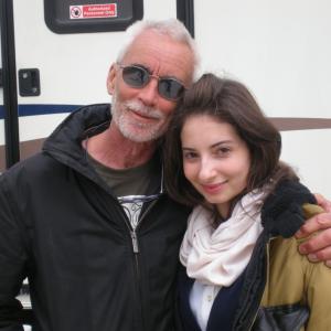 Elektra Anastasi with Director Lee Tamahori on the set of The Devil's Double.
