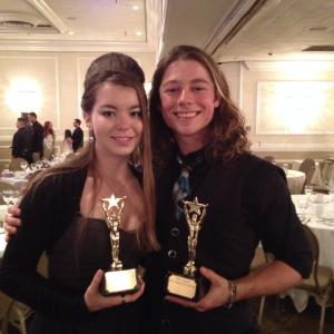 David Topp and Chanel Marriott celebrate big wins at the 35th Annual Young Artist Awards  Best Actor in a Short and Best Actress in a Short Hollywood May 4 2014
