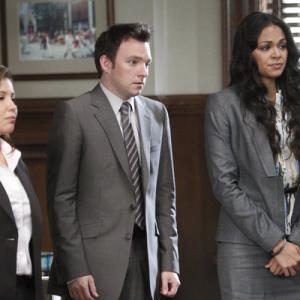 Still of Justina Machado Sharon Neil and Nate Corddry in Harrys Law 2011