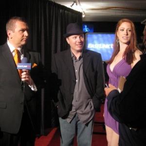 Holly Stevens and Paul Kimball on the red carpet with Scott Squires from Eastlink TV at the Halifax International Film Festival Opening Gala Party in Nova Scotia Canada