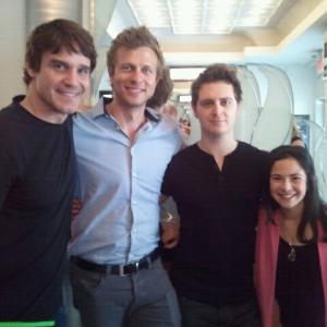 Jordyn with the cast of A Fish Story with Eddie McClintock Jamie Spilchuk and Steven Yaffee