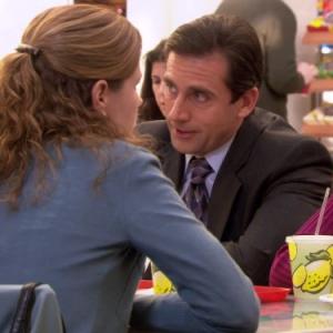 Still of Steve Carell and Jenna Fischer in The Office 2005