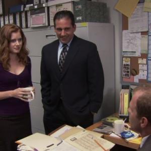 Still of Steve Carell, Jenna Fischer and Paul Lieberstein in The Office (2005)
