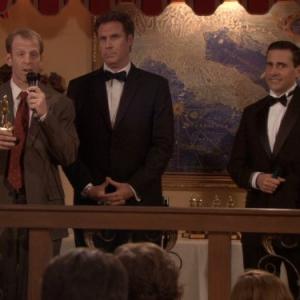 Still of Will Ferrell Steve Carell and Paul Lieberstein in The Office 2005