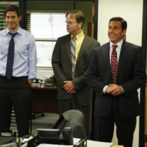 Still of Steve Carell, Rainn Wilson and John Krasinski in The Office (2005)