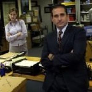 Steve Carell, Jenna Fischer, Rainn Wilson, John Krasinski and B.J. Novak in The Office (2005)