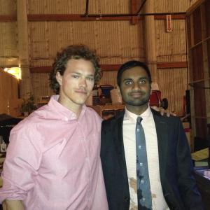 Ryan with Aziz Ansari on set of PARKS AND RECREATION Ep520 Jerrys Retirement