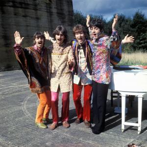 Still of Paul McCartney John Lennon George Harrison and Ringo Starr in Magical Mystery Tour 1967