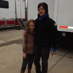 Halli-Gray Beasley on set of The Walking Dead with Norman Reedus.