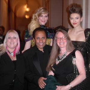 Author Pamela S. K. Glasner and Screenwriter Deborah Louise Robinson with Fashion Designer Andres Aquino & two of his models @ Couture Fashion Week at the Waldorf-Astoria on Park Avenue in New York City, 19 February 2011