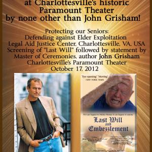 John Grisham Announcement and Introduction of Last Will and Embezzlement
