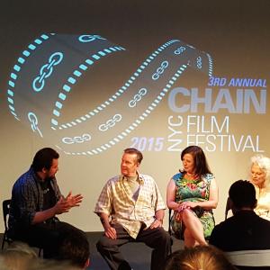August 9 2015 QA at the Chain NYC Film Festival for Last Words with festival director Kirk Gostkowski actresses Patricia Randell and Judith Roberts along with assistant director Celeste Balducci