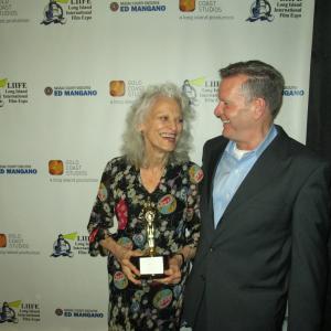 With Judith Roberts after receiving her awardBest Actress in a Short Film for My Day at the Long Island International Film Expo July 25 2013