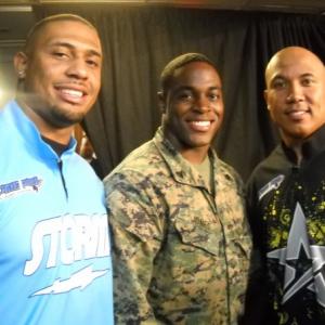 Nick Jones Jr., Hines Ward, and Lamarr Woodley at Chris Paul's Celebrity Bowling tourney.