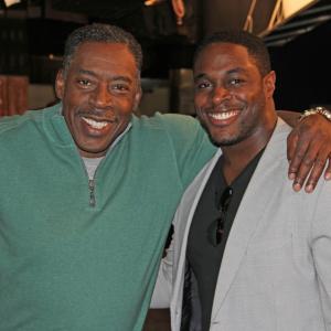Nick Jones Jr. and Ernie Hudson on the set of The Millers.