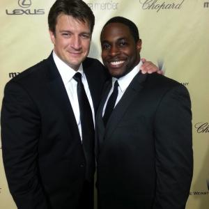 Nick Jones Jr and Nathan Fillion at event of The 70th Annual Golden Globe Awards