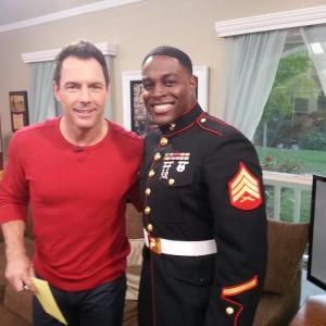 Nick Jones Jr and Mark Steines on the set of Home and Family