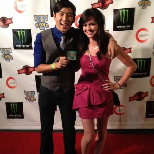 Jimmy Wong and Feast of Fiction cohost Ashley Adams at the Video Game High School Season 1 premiere