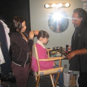 Natalie Miranda in hair and make up prior to filming a scene in the feature film 
