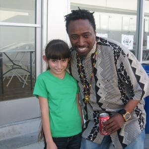 Natalie Miranda and Eddie Griffin on the set of the film 