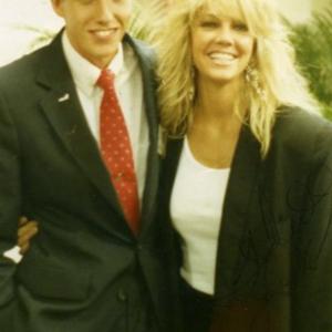 Garner Ted Aukerman with Heather Locklear backstage at Motley Crue Girls Tour in Lakeland Florida November 24 1987 Photo signed by Heather Locklear while both were working on set of Melrose Place in 1998