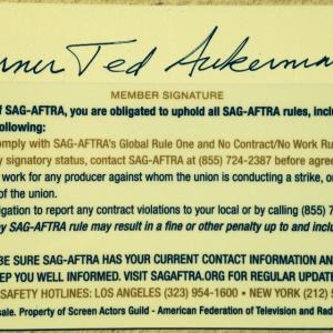 Garner Ted Aukerman Current SAGAFTRA union ID card Performer name GTA Bill Murray kept Teds last card as a souvenir when they got together at Bills annual Caddyshack golf tourney in St Augustine on March 2728 2014