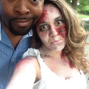 Cristina and Mike Whaley on set of Rotten Peaches